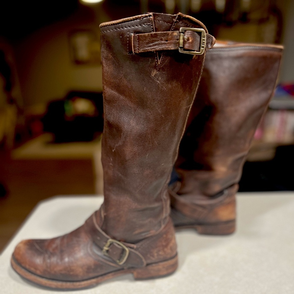 Frye distressed slouch tall boot